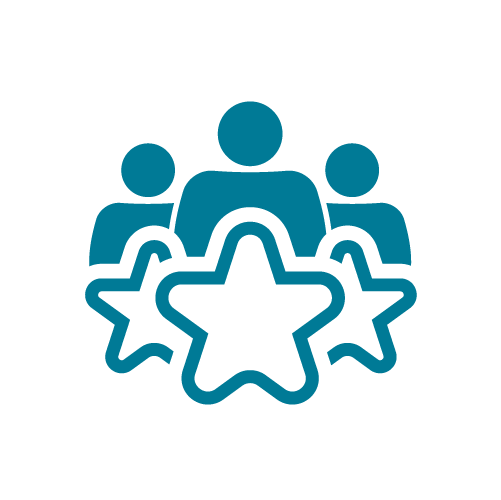 An icon of a family with stars under them
